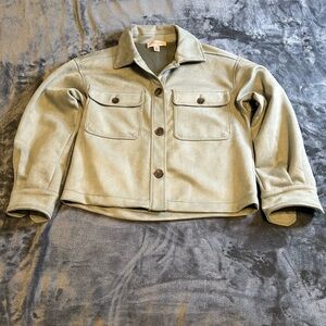 NWOT‎ Philosophy Women's Light Green Faux Suede Leather Collared Jacket Size XS